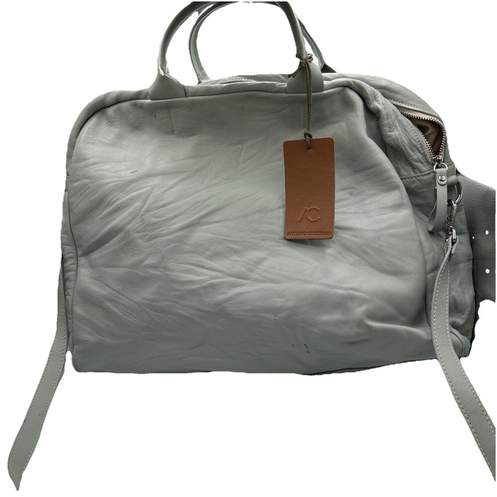Antonio Cristiano Mint Soft Leather Satchel Slouchy Convertible XBody‎  NWT $249